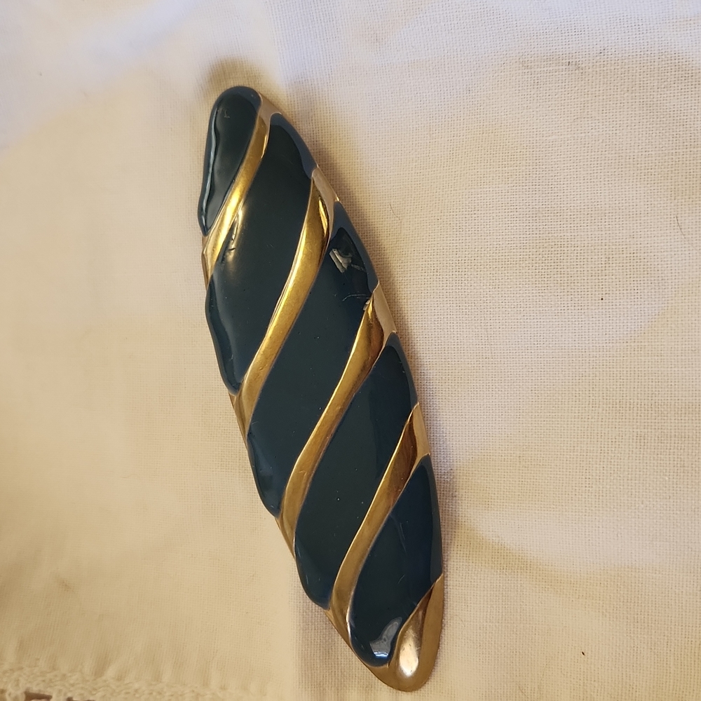 Hair Clip, Goldtone & Blue